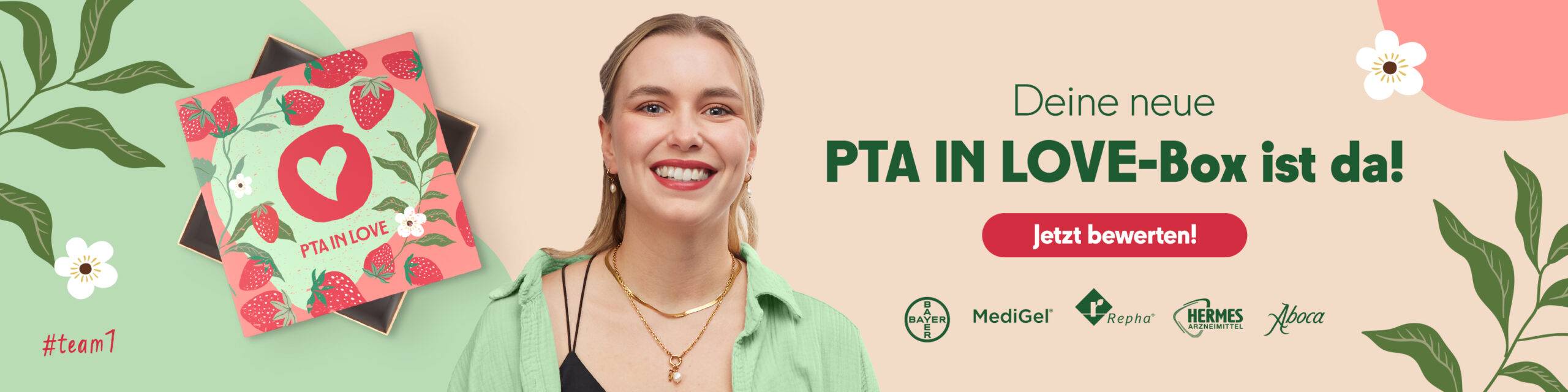 Anzeige für die 54. PTA IN LOVE-Box - der Link führt zu der Bewertungsseite für die PTA IN LOVE-Box und es ist die 54. PTA IN LOVE-Box abgebildet.