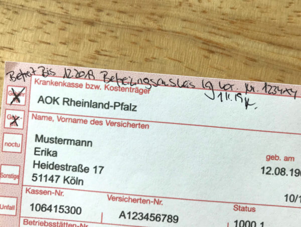 Rezeptkopf mit Änderung des Zuzahlungsstatus