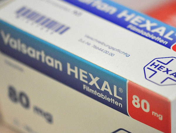 Ausschnitt einer Packung Valsartan Hexal zu 80 mg