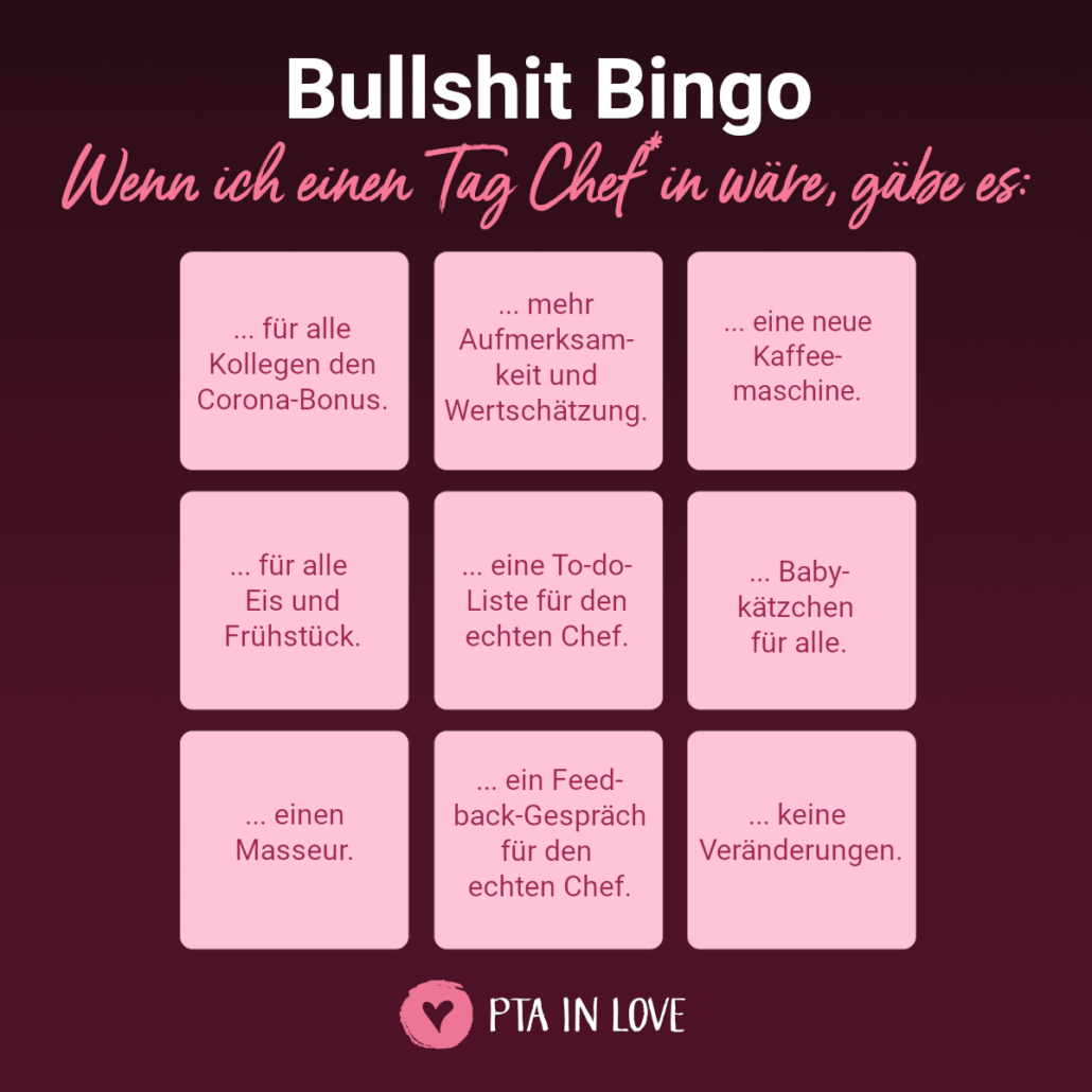 Bullshit-Bingo einen Tag Chef*in