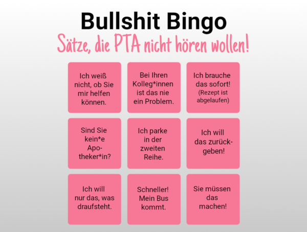 Bullshit-Bingo Sätze, die PTA nicht hören wollen