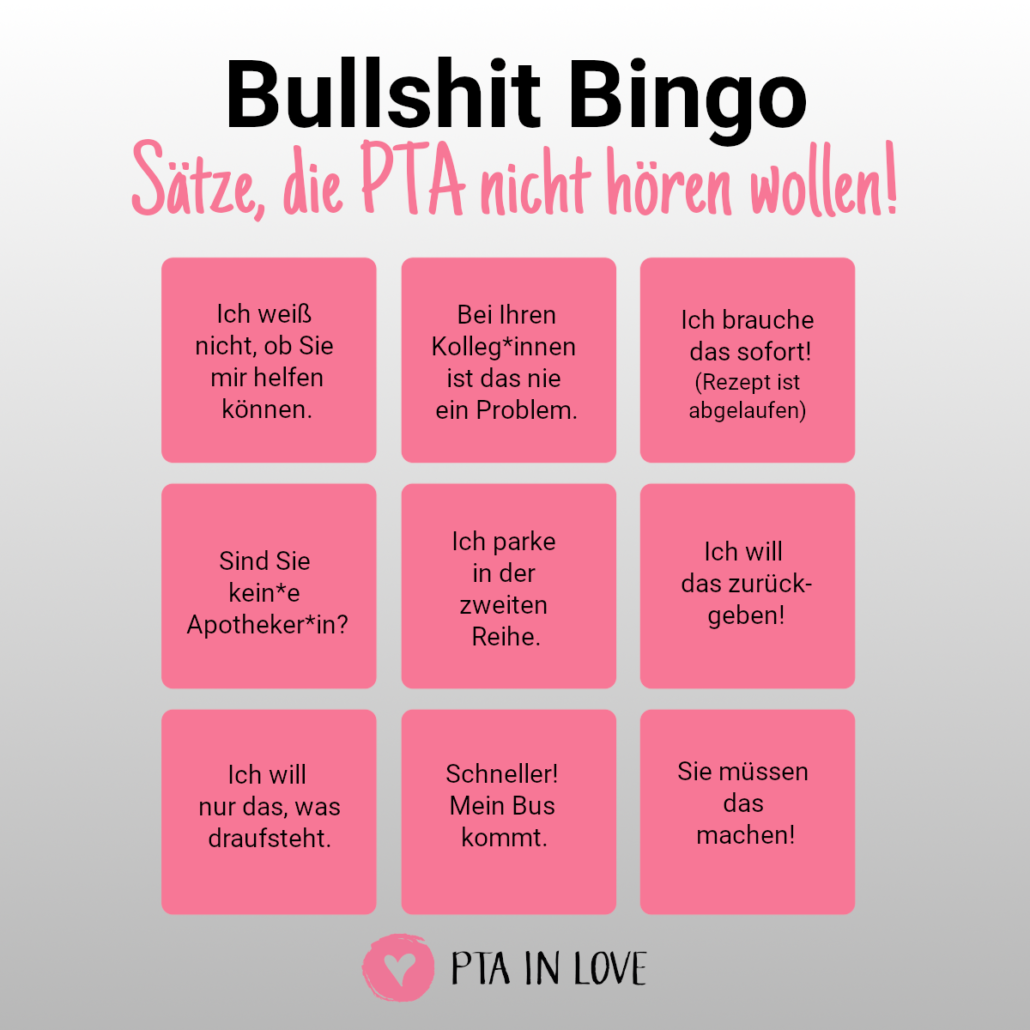 Bullshit-Bingo Sätze, die PTA nicht hören wollen