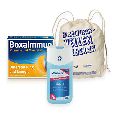 BoxaImmun und Sterillium Protect and Care mit Turnbeutel