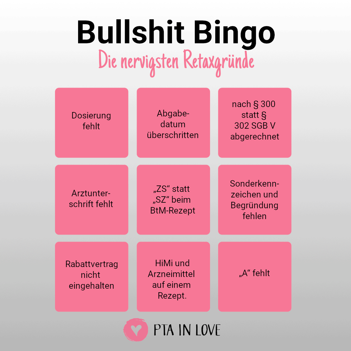 Bullshit-Bingo Retaxgründe