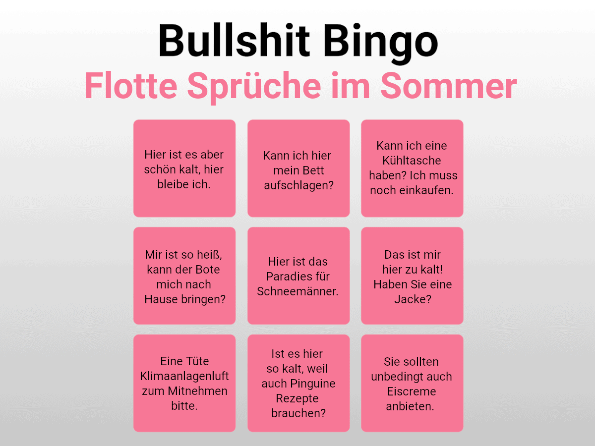 BullshitBingo Flotte Sprüche im Sommer PTA IN LOVE