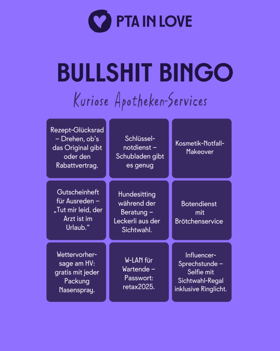 Bullshit-Bingo kuriose Apotheken-Services
