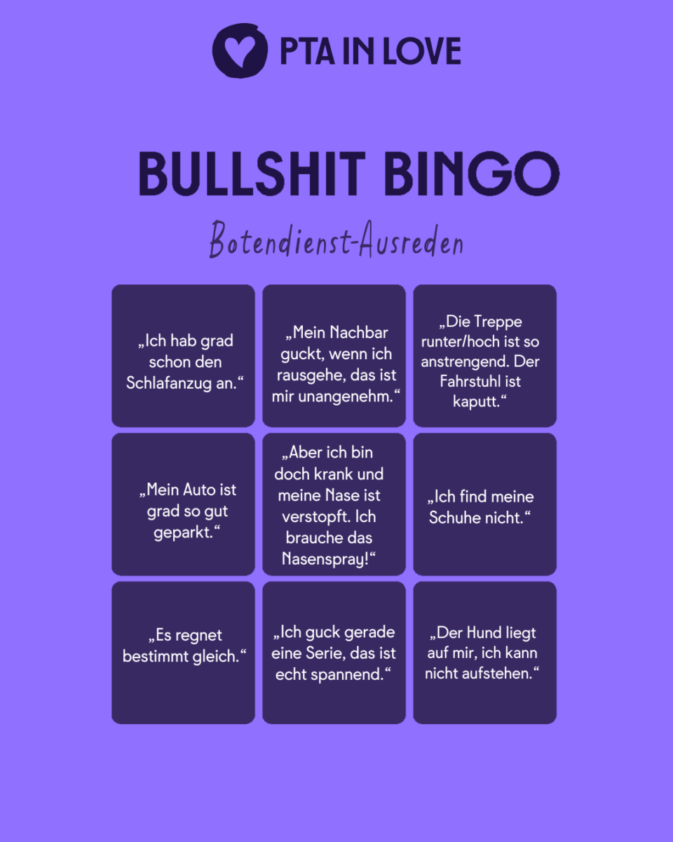 Bullshit-Bingo Botendienst-Ausreden