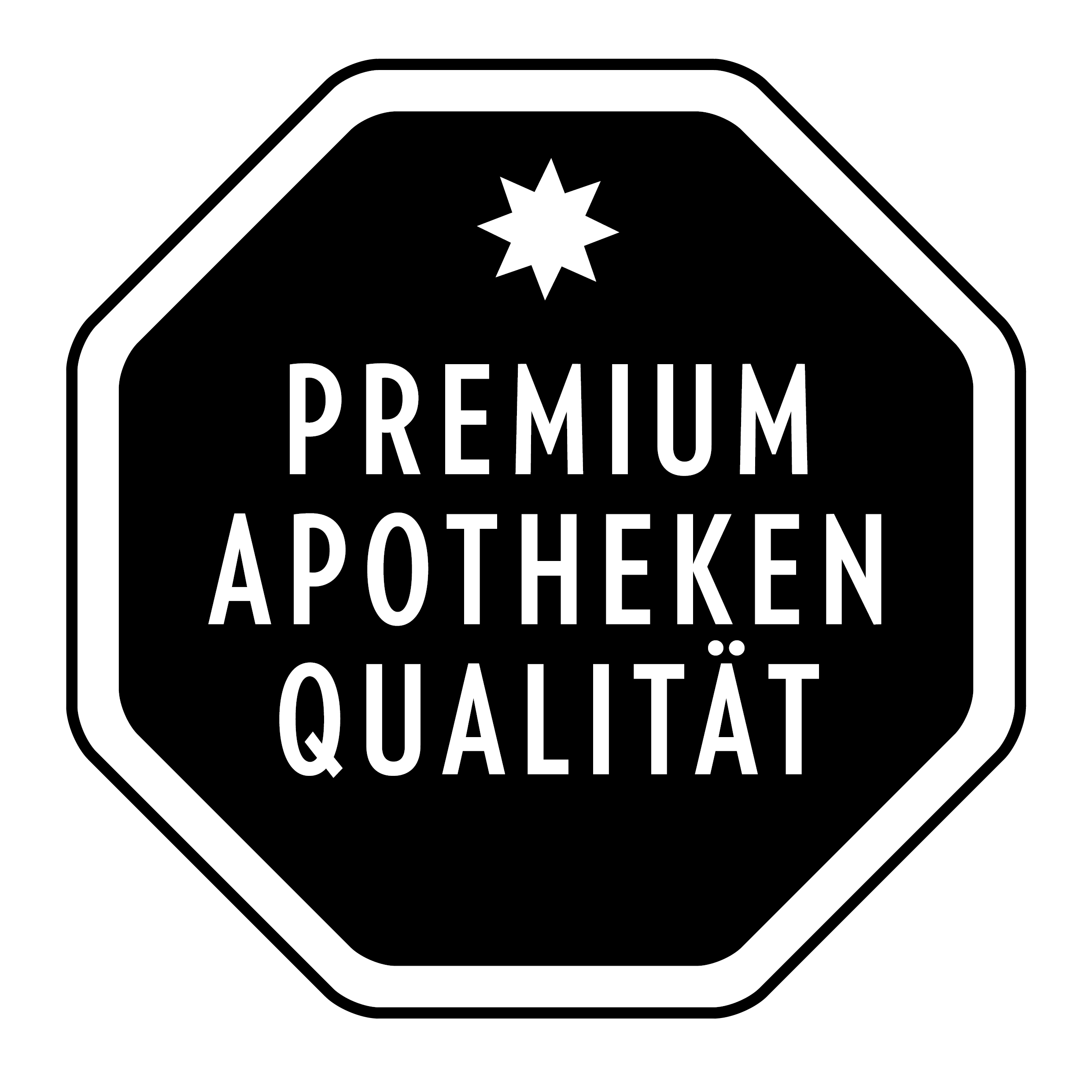 Achteckiges Siegel für naturafit Premium Apotheken Qualität