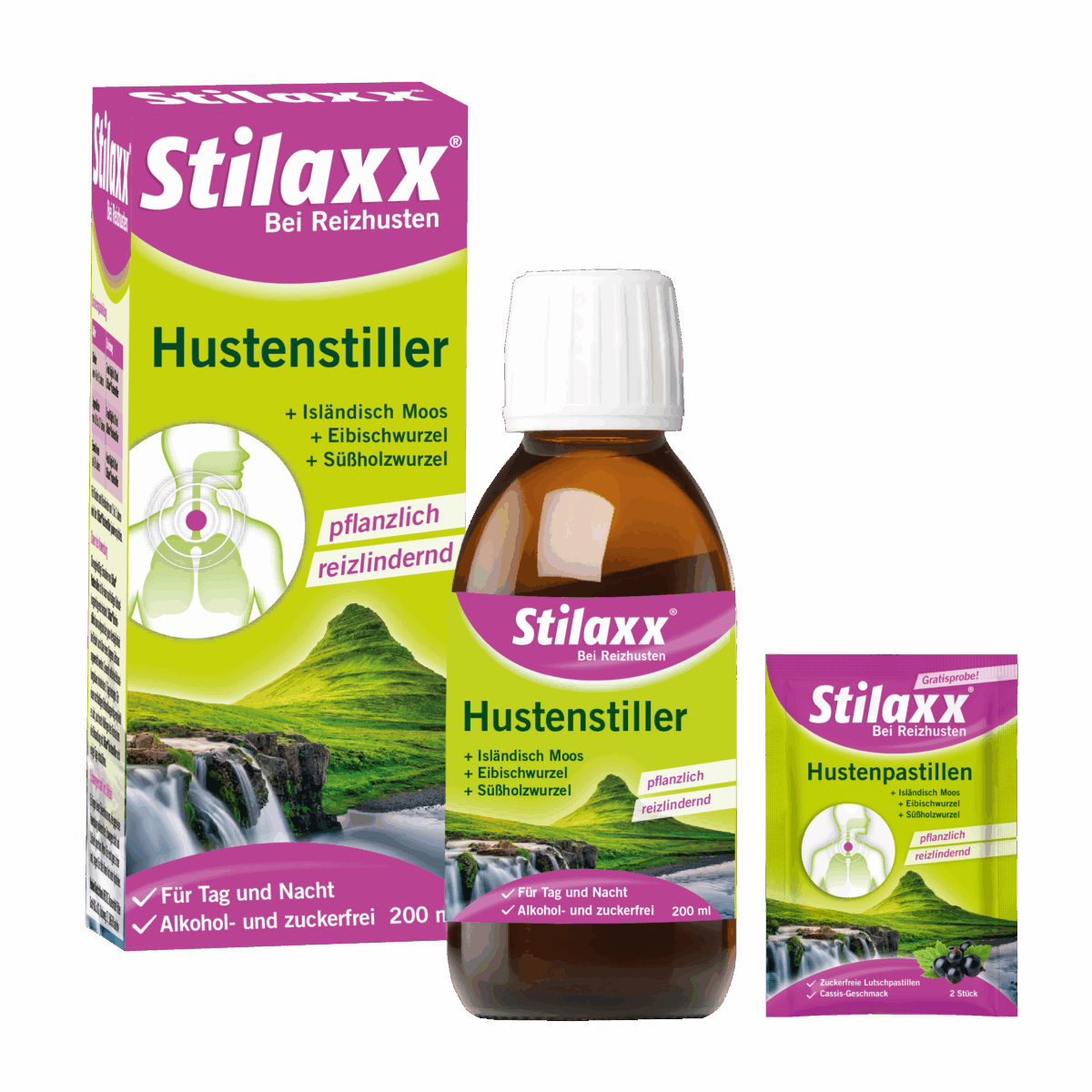 Packshot von Stilaxx® bei Reizhusten und Pastillen