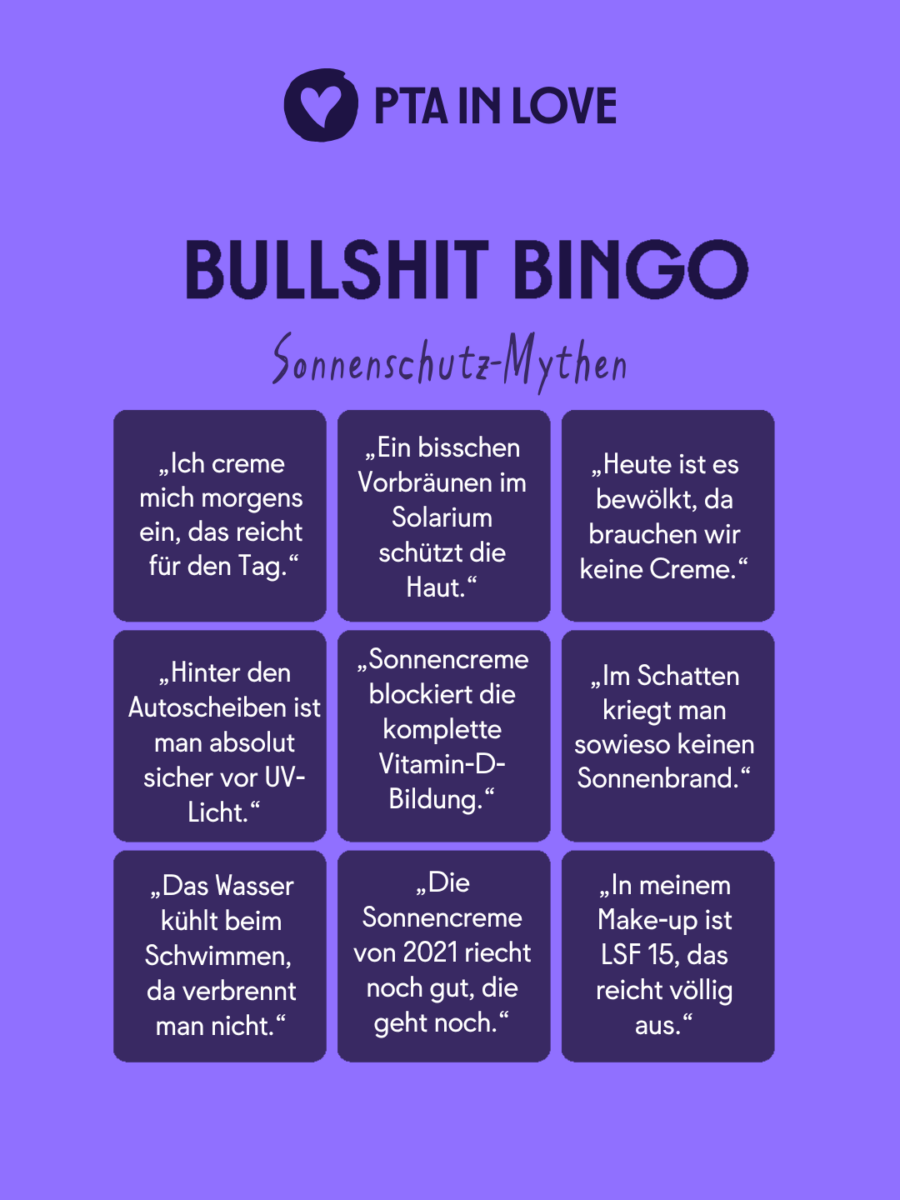 Bullshit-Bingo Sonnenschutz-Mythen